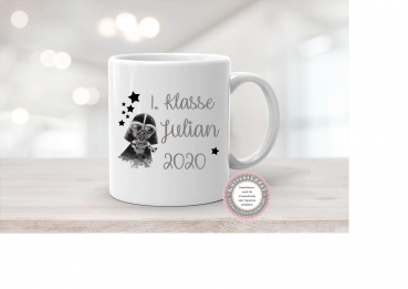 Preview: ♥ Becher Tasse Emaillebecher zauberhafte Tasse Emailletasse,1. Klasse Sterne Einschulung KITA Wunschname, Dankeschön, Geburtstag, Abschied, Jubiläum, Geschenk, Kommunion, Firmung Konfirmation, Becher von Lüttentüddel